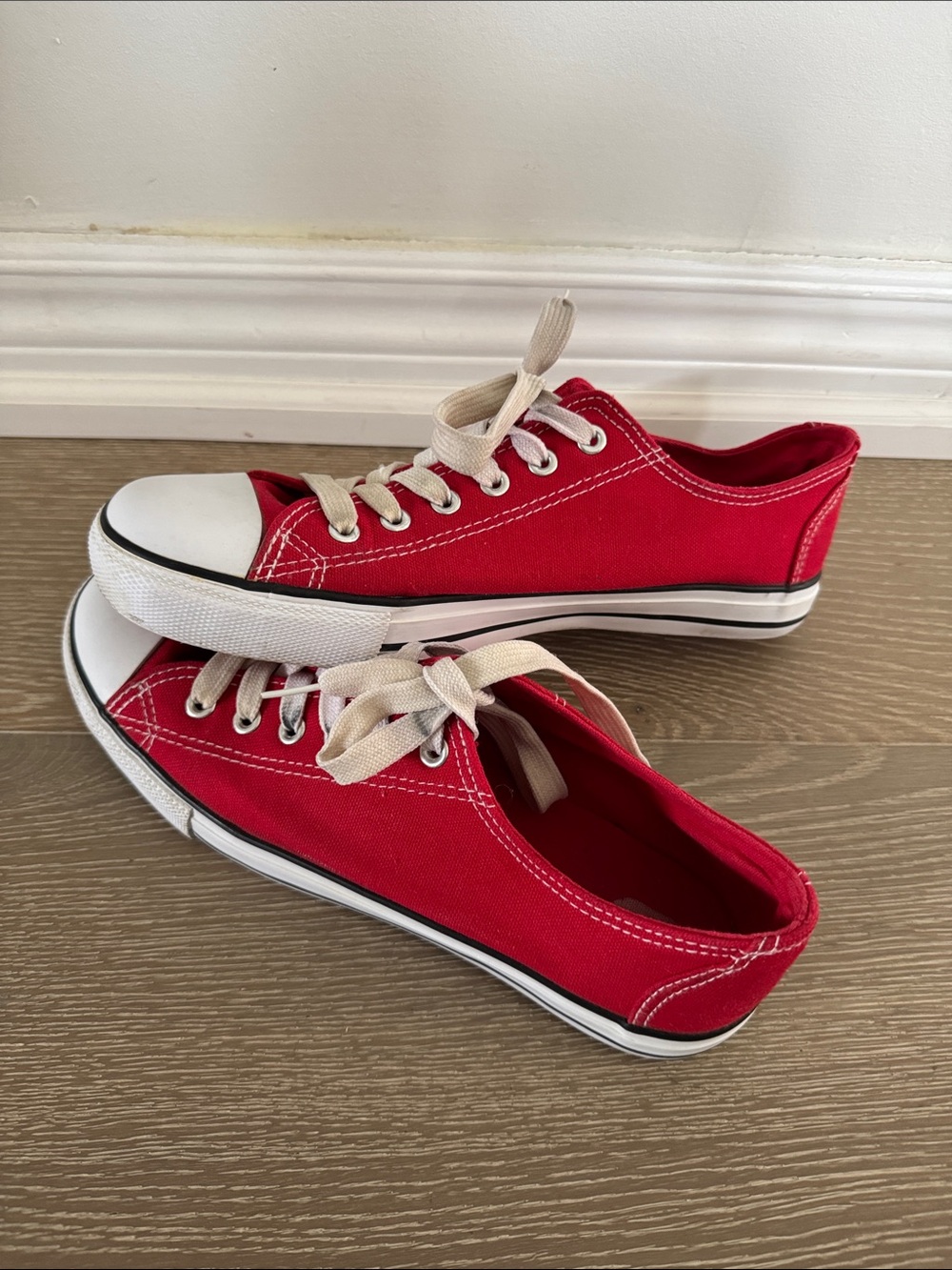 Classic Red Canvas Low-Top Sneakers for Women